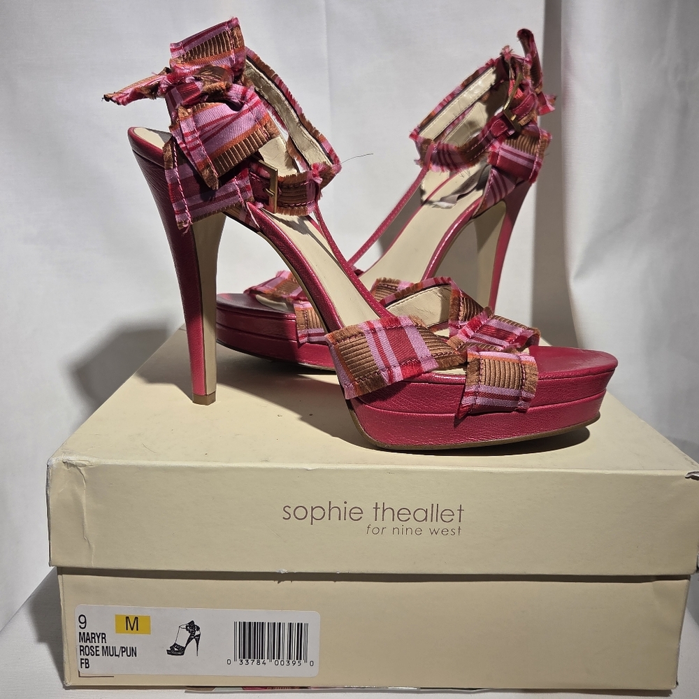 Nine West Pink Plaid Heels